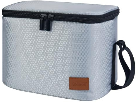 Aosbos Borsa Termica Porta Pranzo con Tracolla Regolabile Grande Borsa Frigo Pranzo Ufficio A Prova di Perdita Borsa Porta Pranzo Cibo per Lavoro Viaggi Campeggio, Nido d'Ape Grigio, 7,5 L