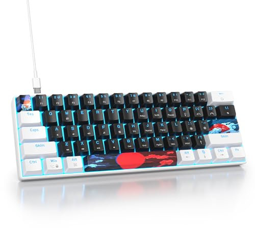 SOLIDEE mechanische Gaming Tastatur 60 Prozent,61 Tasten mit Lineare rote Schalter,kabelgebundene mechanische Tastatur mit LED-Hintergrundbeleuchtung,kompakte Tastatur,für PS5/PS4/Xbox(61 Black)