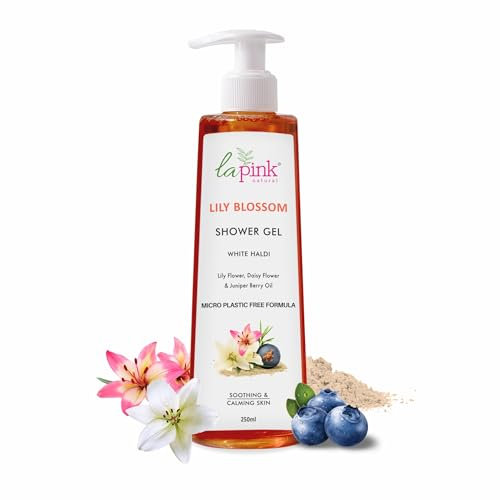 La Pink Lily Blossom Shower Gel with White Haldi & Flower Extracts | For Soothing & Calming Skin | 100% Microplastic Free Formulation, 250 ML