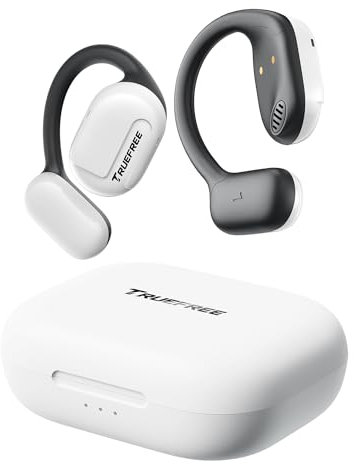 truefree O1 Open Ear Bluetooth 5.3 Kopfhörer, kabellose Ohrhörer mit dynamischen 16,2mm Audiotreibern, ENC, immersiver Stereoklang, 4 Mikrofone, 45 Stunden Spielzeit für Sport Workout Gaming (Weiß)