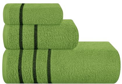 MyOwn Das ultraweiche 3er-Pack Baumwollhandtuchset enthält EIN übergroßes Badetuch 70 x 140 cm, EIN Handtuch 40 x 60 cm und EIN Waschlappenhandtuch 30 x 30 cm, Kiwi grün