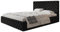 AlpiMeble Polsterbett Miami Slim mit Kopfteil, 120 x 200 cm, Doppelbett mit Bettkasten und Lattenrost aus Holz, Farbe: Schwarz, Velourestoff