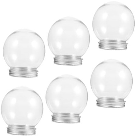 FONDOTIN 6St Transparente Schneeballflasche klares, befüllbares Glas aus klarem Kunststoff Plastik schneekugel bastelmaterial Kunsthandwerk Weihnachtswasserkugel Kugelförmiger runden