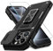 DEERLAMN Case for iPhone 15 Pro Max with Slide Camera Cover+Screen Protector(1 Pack), Rotated Ring Kickstand Military Grade Shockproof Protective Cover 6.7 Inch-Black