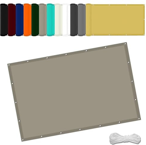Markisenstoffe Meterware 1.3 x 2.2 m Wasserdicht Balkon Sichtschutz Reißfest UV-Schutz nach Mass Polyestergewebe Mit Seil Sonnenschutz Markise für Pool und glasdach, Khaki