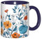 UUYHHGB Ceramic Mug 11 Oz Classic Colored Fun Printed Stylish Coffee Mugs with Gift-Box Packaging for Home Office Decor, Microwave Safe, Turquoise Teal Floral