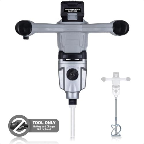 Werku WK403280, Mezclador Pintura-Mortero Inalámbrico, Calidad Profesional, Potencia 20 V y 4 Ah, Batería Li-Ion, Mezclado 75 kg, Incluye Varilla Mezcladora, No Incluye Batería y Cargador