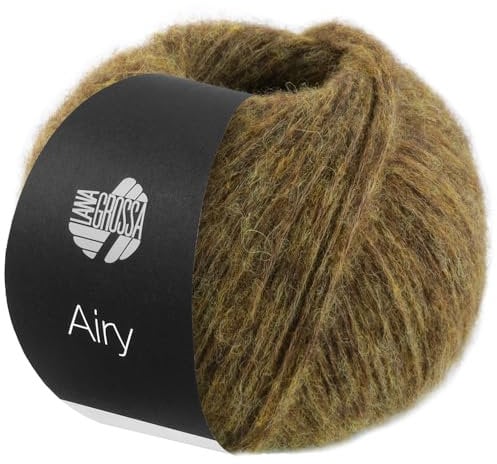 LANA GROSSA Airy | Flauschige Netzgarnstruktur aus 40% Baumwolle gefüllt mit 18% Merino- und 42% Baby Alpaka Fasern | Handstrickgarn | 50g Wolle zum Stricken & Häkeln | 170m GarnFB 7