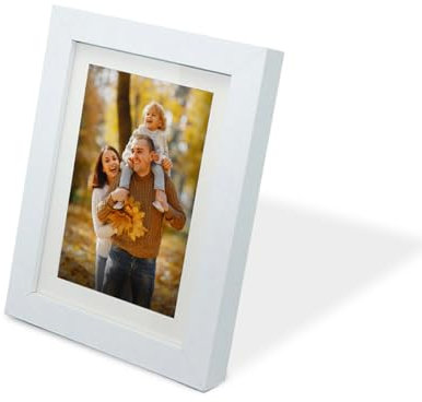 Aktual - Marco de fotos 20x25 cm color Blanco hecho de madera MDF - Marcos de Fotos con panel de Cristal - Portafotos muy bonitos ideal para decoración - Contiene paspartú extraíble de cartón