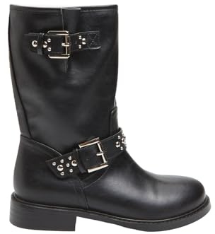 BATA Stivale da donna Red Label elegante e confortevole | Modello biker con borchie e fibbia, cinturino regolabile al ginocchio, zip interna per calzata facile