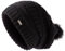 TOP-EX Wintermütze Damen 100% Wolle Slouchy Beanie mit Fellbommel - Satinfutter, Winddicht & perfekt für Outdoor-Sport - Schwarz