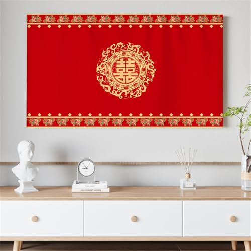 Hiseng Cubierta Antipolvo para TV,Cubierta Antipolvo Universal para Televisor Pantalla de Funda Impreso a Prueba de Polvo para 22 a 75 Pulgadas (47,Rojo 1)