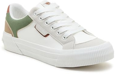 Rocket Dog Womens Cheery Block Sneaker, White Olive, 6 UK
