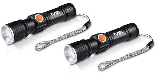 Qivee LED Taschenlampe, 2er Set, USB-Wiederaufladbar, 1200 Lumen, Schwarz