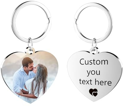 Eiwoty Porte-clés personnalisé, personnalisé avec image et texte, porte-clés double face personnalisé pour femme ou homme