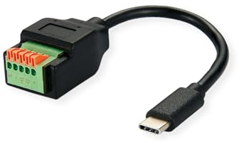 ROLINE Kabeladapter USB-Typ-C Stecker zu 5-Pin-Klemmleiste, (Drucktasten), 15 cm