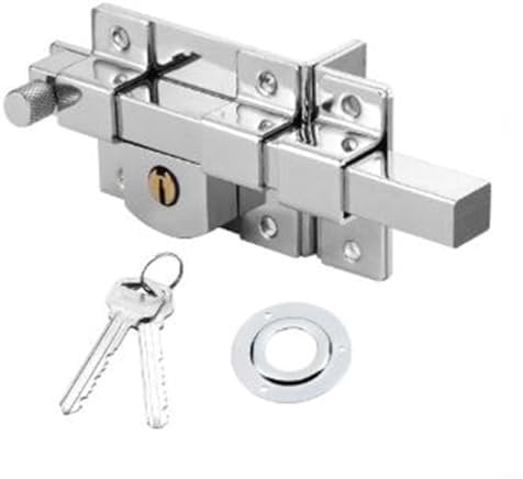 SMZhomeone Serratura meccanica antifurto per cancello esterno, con 2 chiavi, in ferro, color argento, per porte in legno e ferro, recinzione da giardino, 185 x 67 mm (destra)
