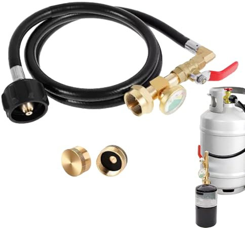 Nankoyal Adaptateur De Recharge Pour Bouteille De Gaz Propane | Connecteur pour Cartouche de Propane avec Échelle Phosphorescente,Connecteur En Laiton Avec Tuyau Pour Réservoir De Grill Camping BBQ Et