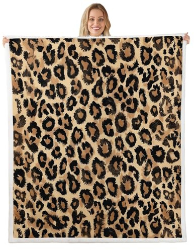 Homemissing Leopard Decke 150x200cm Gepard Kuscheldecke Tier Druck Safari Wohndecke Tier Pelz für Kinder Jungen Mädchen Braun Flanell Fleecedecke Atmungsaktiv Weich