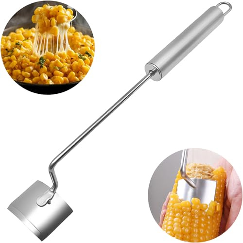 Corn Peeler for Corn on the Cob, Stainless Steel Corn Cob Stripper Tool | Long Handle Ergonomic Corn Kernel Remover, Quick Corn Stripping Tool for Home Kitchen Outdoor Use