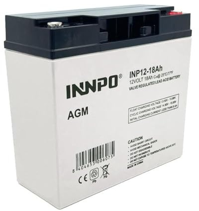 Batería Plomo AGM 12V 18Ah, 181x77x167mm, 6kg, Terminal M6, Energía de Respaldo