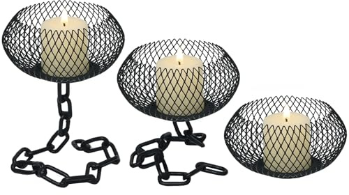 Wdmiya Kerzenhalter Metall 3 Set Schwarz, Teelichthalter & Kerzenständer | Deko für Tisch Wohnzimmer Schlafzimmer, für Stumpenkerzen, Vintage Industrial Stil, Geschenkidee