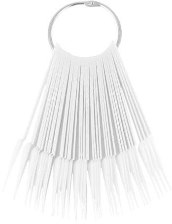 40pcs Fan Shaped Plastic Nail Display Tips with Ring White | Practice Chart for Nail Polish, Smooth Burr-free Surface, 2 Sets with 40 Pieces for Freshmen