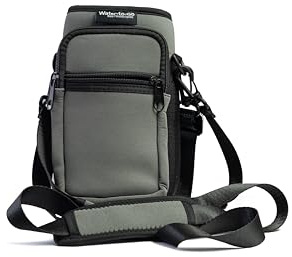 WATER TO GO Insulated Neoprene Filter Bottle Carrier with Strap, Grey | Insulated neoprene sleeve protects & cools your bottle. Fits Water-to-Go filter bottles, with carry strap for travel & gym.