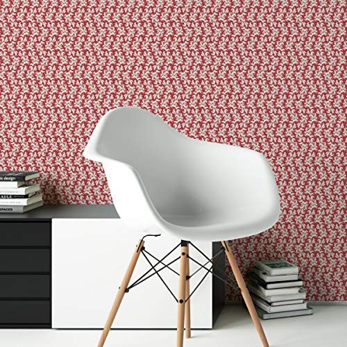 Gräflich Münster'sche Manufaktur Ornamenttapete Nostalgie Ranken mit Blatt Muster in rot, Vlies Tapete Ornamente, Vintage GMM Wanddeko Design Tapete für Wohnzimmer (Muster 20 x 46,5cm)