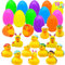 JOYIN 12 Stück gefüllte Ostereier mit Gummiente, Bunte Ostereier mit verschiedenen gelben Enten zum Spaß, Ostern Eier für Ostern Partyzubehör, Osterkorb Füllstoffe, Osternest
