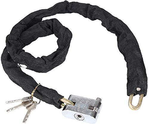 Metal Extra Long Chain Lock Padlock Security Lock for Motorcycle Bike Scooter Moped Quad, Black