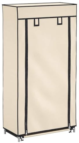 vidaXL Shoe Cabinet with Cover Cream 58x28x106 cm Fabric