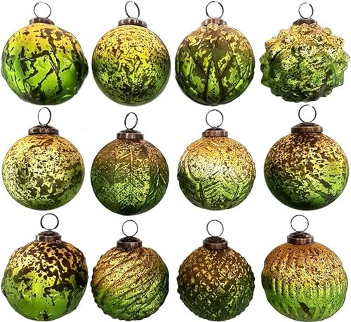 My-goodbuy24 Premium Weihnachtskugeln 12-teiliges Set Echtglas Glaskugeln Weihnachten Weihnachtsdeko Tannenbaumkugeln Glas Christbaumkugeln Weihnachtsbaum (I212)