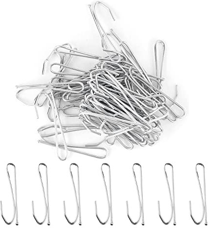 MroMax 200 ganci per tende da 6,3 x 2 cm (lunghezza x larghezza) in metallo, adatti per tende da finestra, tende da porta e tende da doccia, tonalità argento