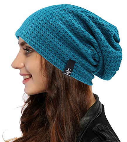 Ruphedy Damen Beanie Mütze Winter Long Oversized Slouchy Beany Strickmütze B08 (Türkis)