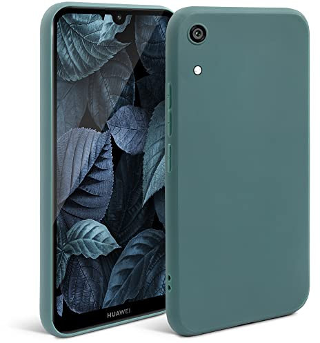 Moozy Minimalist Series Silikon Hülle für Huawei Y6 2019, Blau Grau - Mattes Finish, Dünne, Weiche TPU-Handyhülle Schutzhülle