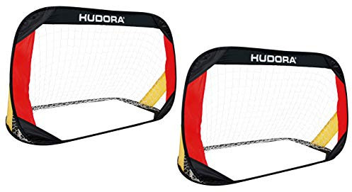 HUDORA Für Alt & Jung Pop Up, 2er Garten Fußballtor Set faltbar & tragbar, bunt, 120 x 80 x 80 cm
