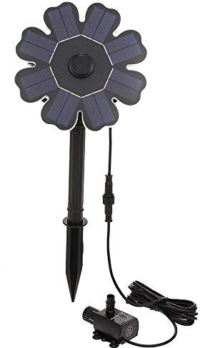 Bomba solar para fuente de estanque, 8 V, 1,6 W, funciona con energía solar, forma de pétalo, con soporte de sujeción