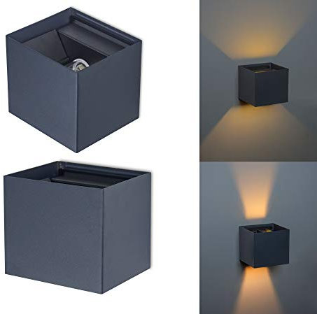 Trango 8015-01A IP44 Up & Down Wandstrahler *FLEX* in Anthrazit matt Eckig mit einstellbar Abstrahlwinkel inkl. 1x 3.5 Watt G9 LED Leuchtmittel für innen & außen Leuchte, Außenstrahler, Wandleuchte
