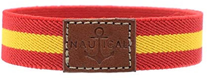 BDM - Pulsera elástica de la bandera de España con cuero nautica - Modelo 1