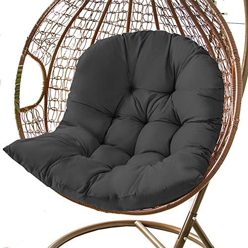 DKIEI Thicken Hanging Basket Chair Cushion, Egg Chair Cushion Wicker Rattan Hanging Seat Cushion for Garden Outdoor Indoor (Only Cushion), 80x120cm, Black