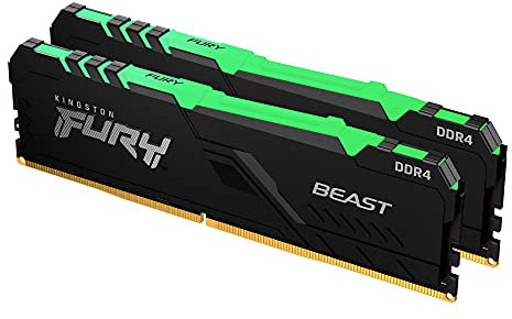 Kingston FURY Beast RGB 16GB (2x8GB) 2666MT/s DDR4 CL16 Memoria para Ordenadores de sobremesa Kit de 2 KF426C16BBAK2/16