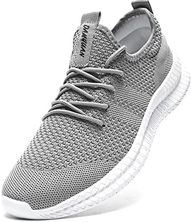 Tvtaop Damen Sneaker Laufschuhe Turnschuhe Straßenlaufschuhe rutschfest Leichtgewichts Atmungsaktiv Walkingschuhe Outdoor Tennisschuhe Sportschuhe Freizeitschuhe,Grau 41 EU