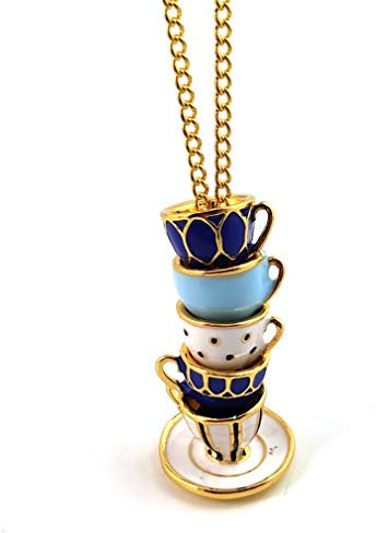 YAZILIND Enamel Glaze Tea Cup Pendant Long Necklace Sweater Chain Women Jewelry