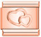 Double Heart Rose Gold Charm Link fits all classic 9mm Italian style Bracelets - UK stock