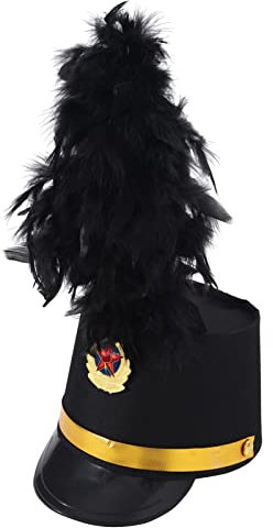 iEFiEL Kinder Erwachsene Marschband Hut Bandhut Spielzeug Soldat Hut Trommel Major Hut Fasching Karneval Halloween Mottoparty Accessoires B Schwarz One Size