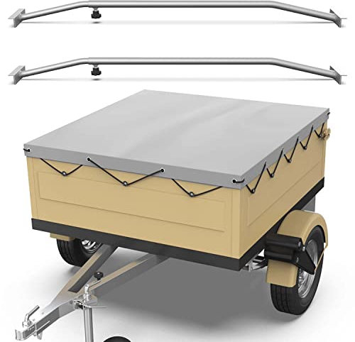 Tarpofix® Anhängerplane 140x105 cm + 2X Planenbügel | Anhänger Plane Flachplane aus PVC PLANENMATERIAL | Verstärkte HP400 Anhänger Plane für DDR PKW Hänger | Abdeckplane + Flachplanenbügel | Grau