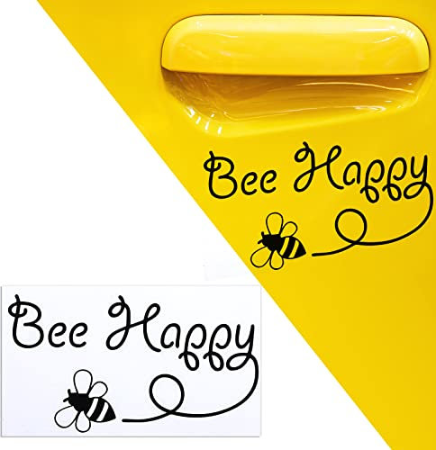 BBTO 2 Pezzi di Divertenti Adesivi Bee Happy Sticker di Ape Felice per Parauti e Finestra Accessori di Decalcomanie per Auto con Autoadesivi di Calabrone da Parete, 15,5 x 8,5 cm