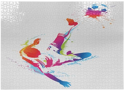 ABAKUHAUS Fußball Puzzle, Kugel Tritt Aquarellen, Heirloom-Qualität lustige Aktivität für die Familie langlebiger Karton, 1000 Stücke, Mehrfarbig