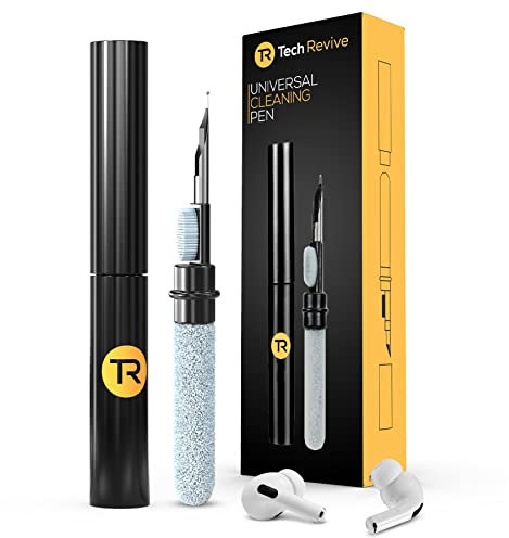 Tech Revive AirPods Cleaning Kit - Earphone Cleaner Kit Compatible with Airpods/Airpods Pro Samsung Huawei Sony, 3-in-1 AirPod Cleaner with Sponge, Brush and Metal Tip, Black